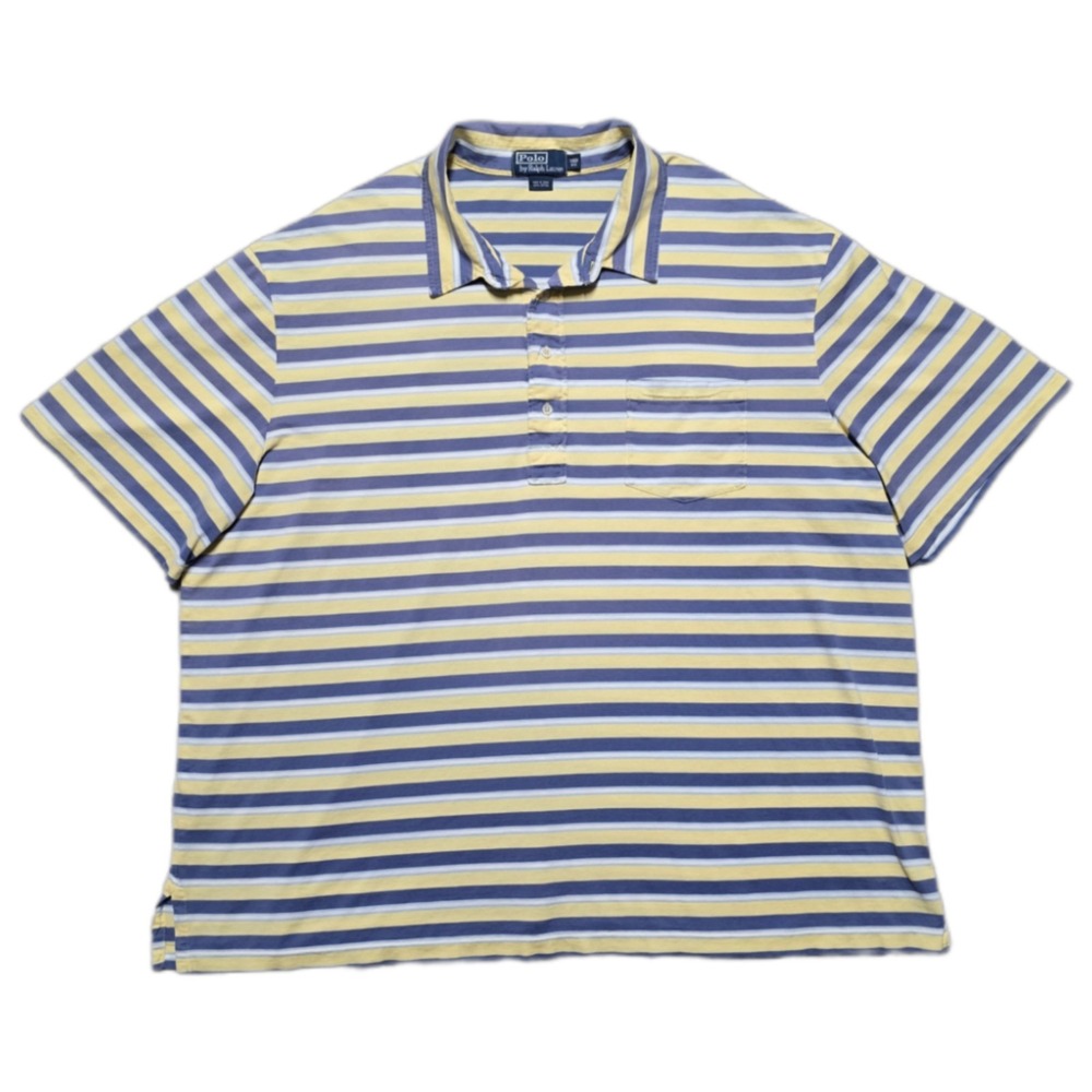 VTG Polo Ralph Lauren Shirt Mens 4XB Blue Butter‎ Yellow Pocket Polo EUC